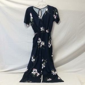 Navy floral jumpsuit NWOT